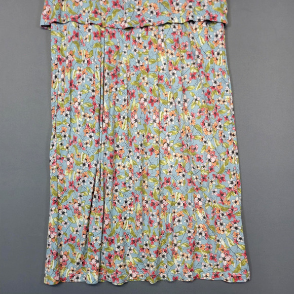 J Jill Dress Womens XS Blue Floral Short Sleeve Layered Overlay Back Buttons - Picture 6 of 15